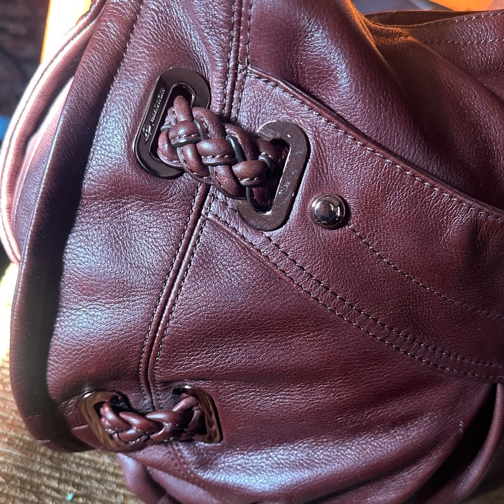 b. makowsky Rich Brown with rose gold hardware Leather Hobo Bag - Picture 3 of 10